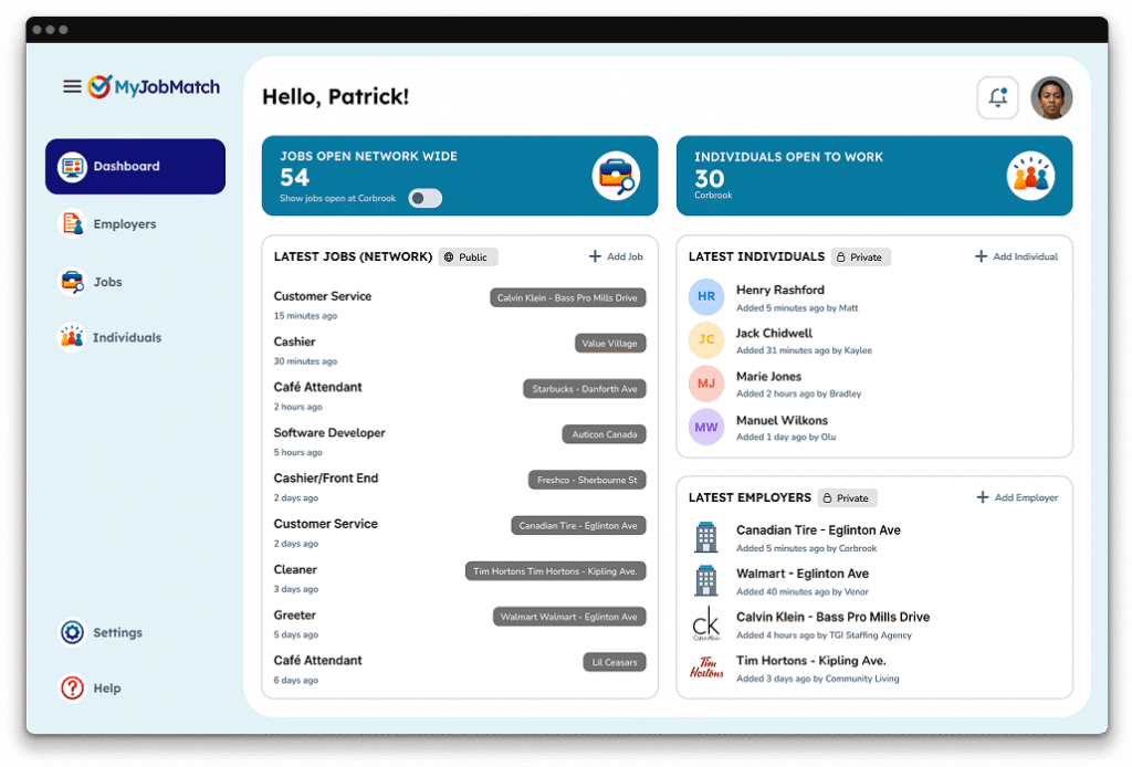 My Job Match Browser Container